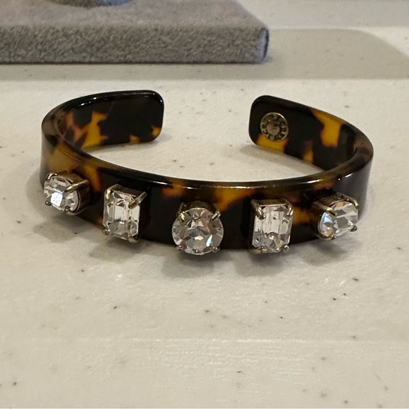 J. Crew Bracelet- Cuff in Faux Tortoise w/ clear crystals - small - Picture 9 of 12